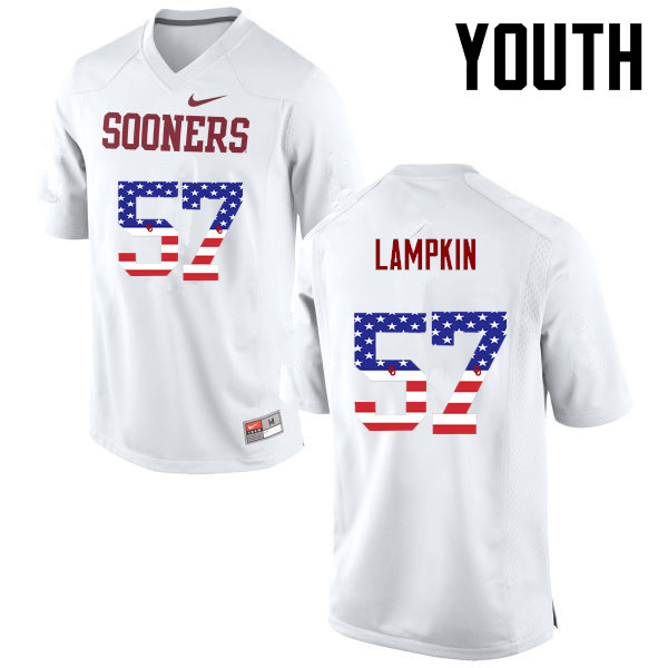 Youth Oklahoma Sooners #57 DuVonta Lampkin College Football USA Flag Fashion Jerseys-White - Click Image to Close